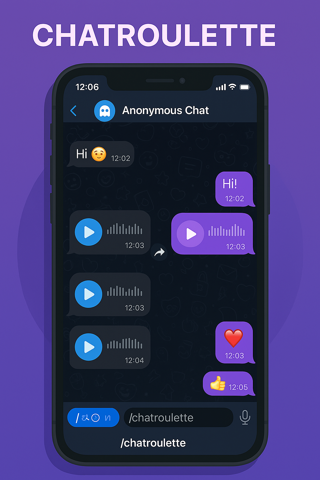 Chatroulette for practicing English with other users via Julia bot